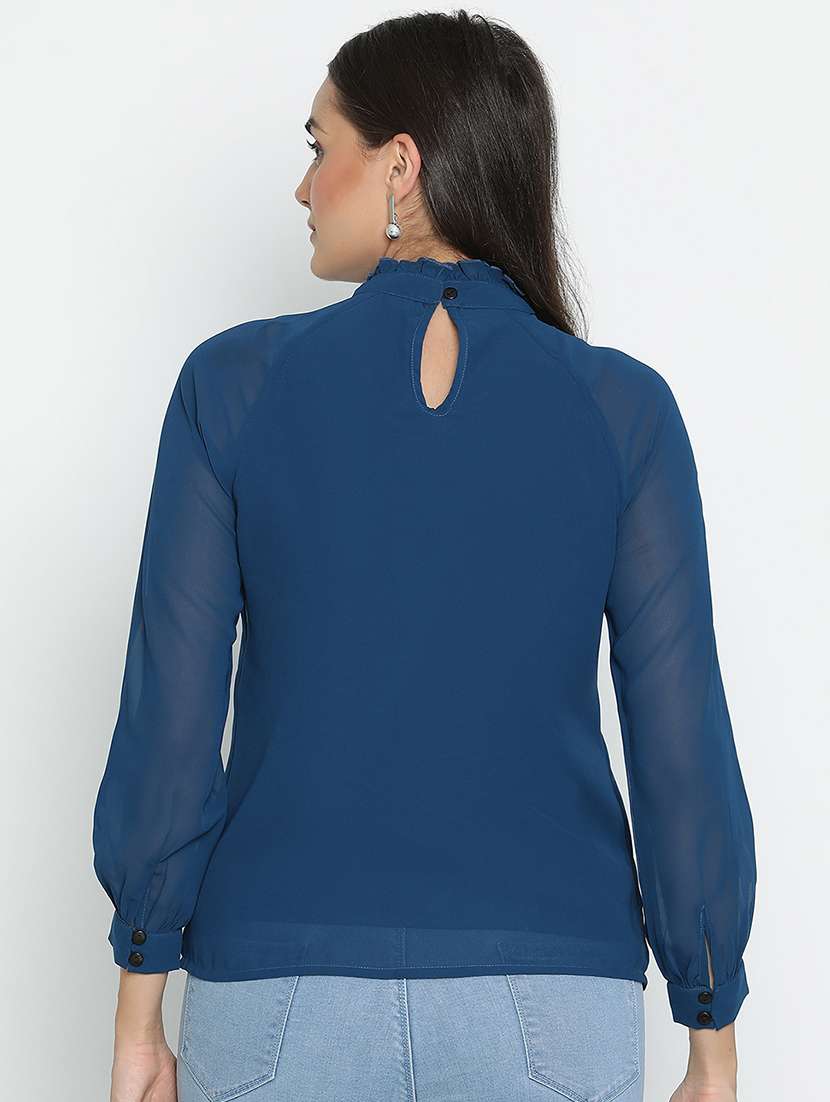 blue solid regular top - 21496506 -  Standard Image - 3