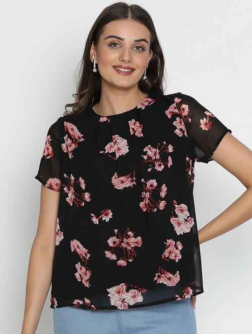 black floral printed regular top - 21496508 - Standard Image - 0