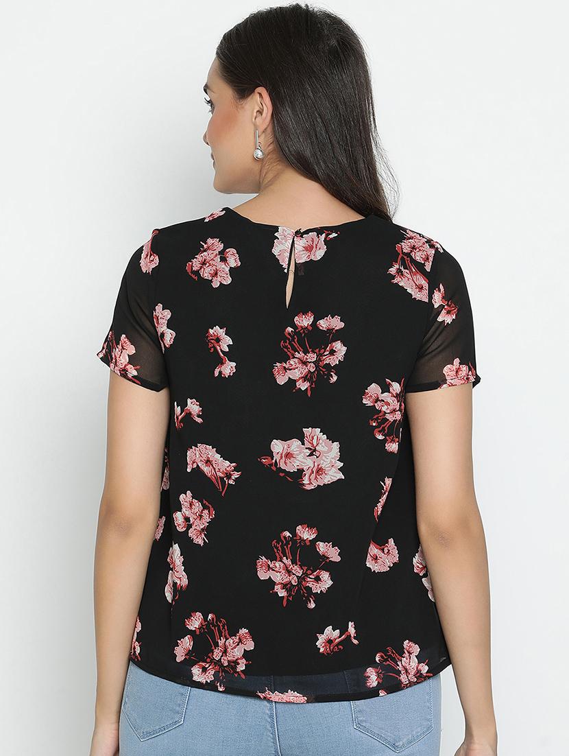 black floral printed regular top - 21496508 - Standard Image - 3