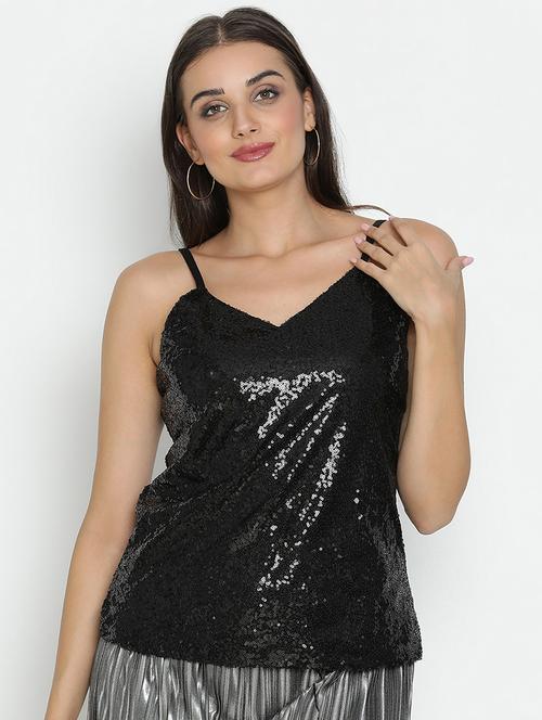 black sequin regular top - 21496512 -  Standard Image - 0