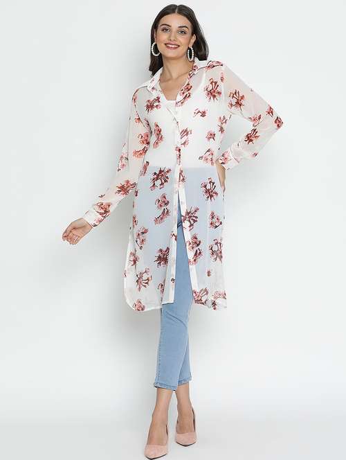 white floral printed regular shrug - 21496514 -  Standard Image - 0