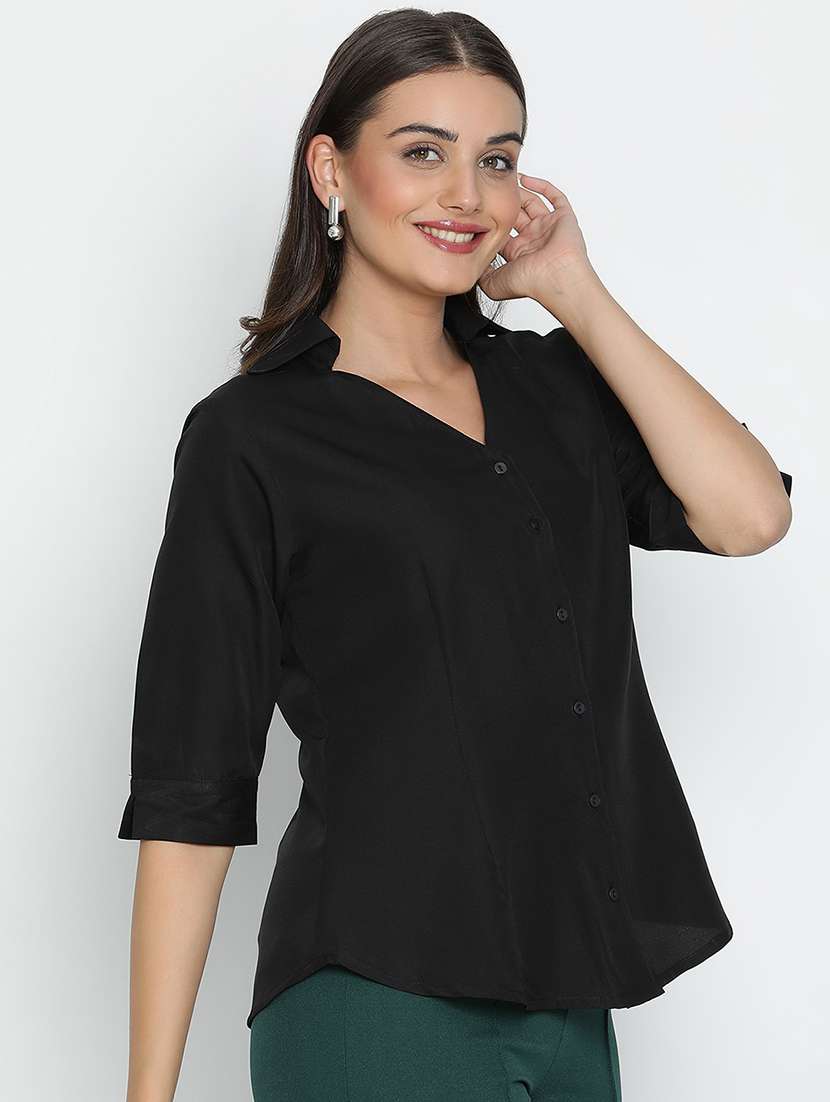 women black polyester shirt style top - 21496519 -  Standard Image - 3