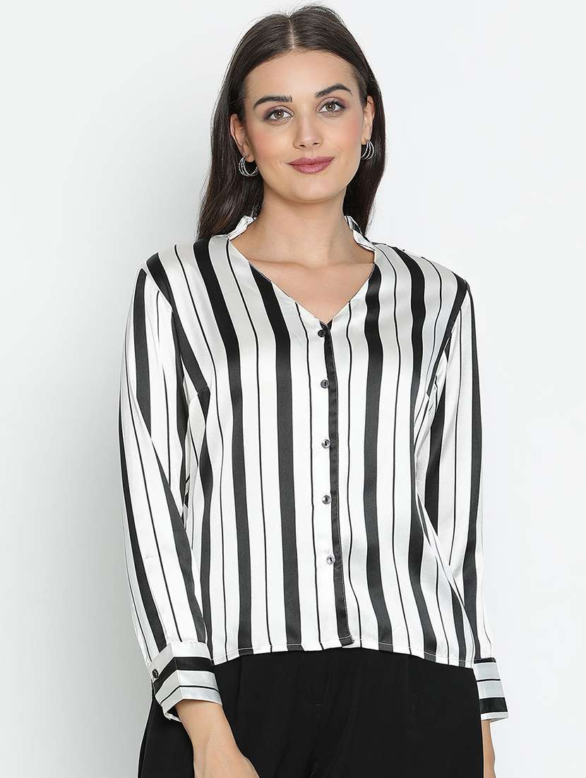 women white polyester shirt style top
