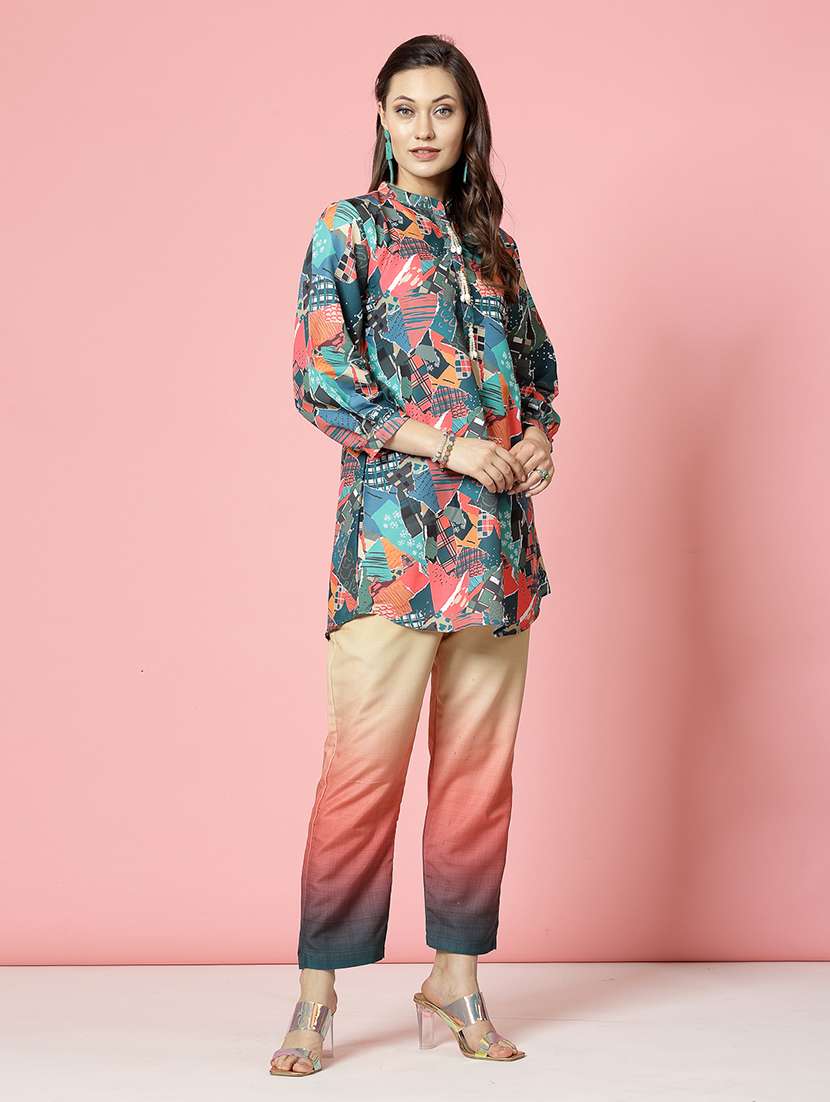 women green rayon shirt and trouser co-ord set - 21496541 -  Standard Image - 3