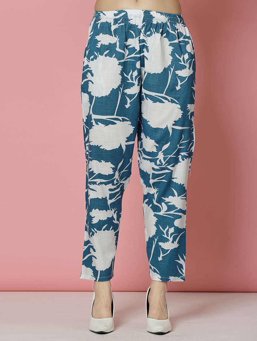 women turquoise rayon shirt and trouser co-ord set - 21496543 -  Standard Image - 5