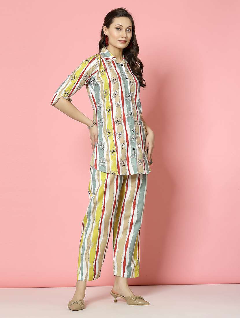 women multi colored rayon shirt and trouser co-ord set - 21496550 -  Standard Image - 3