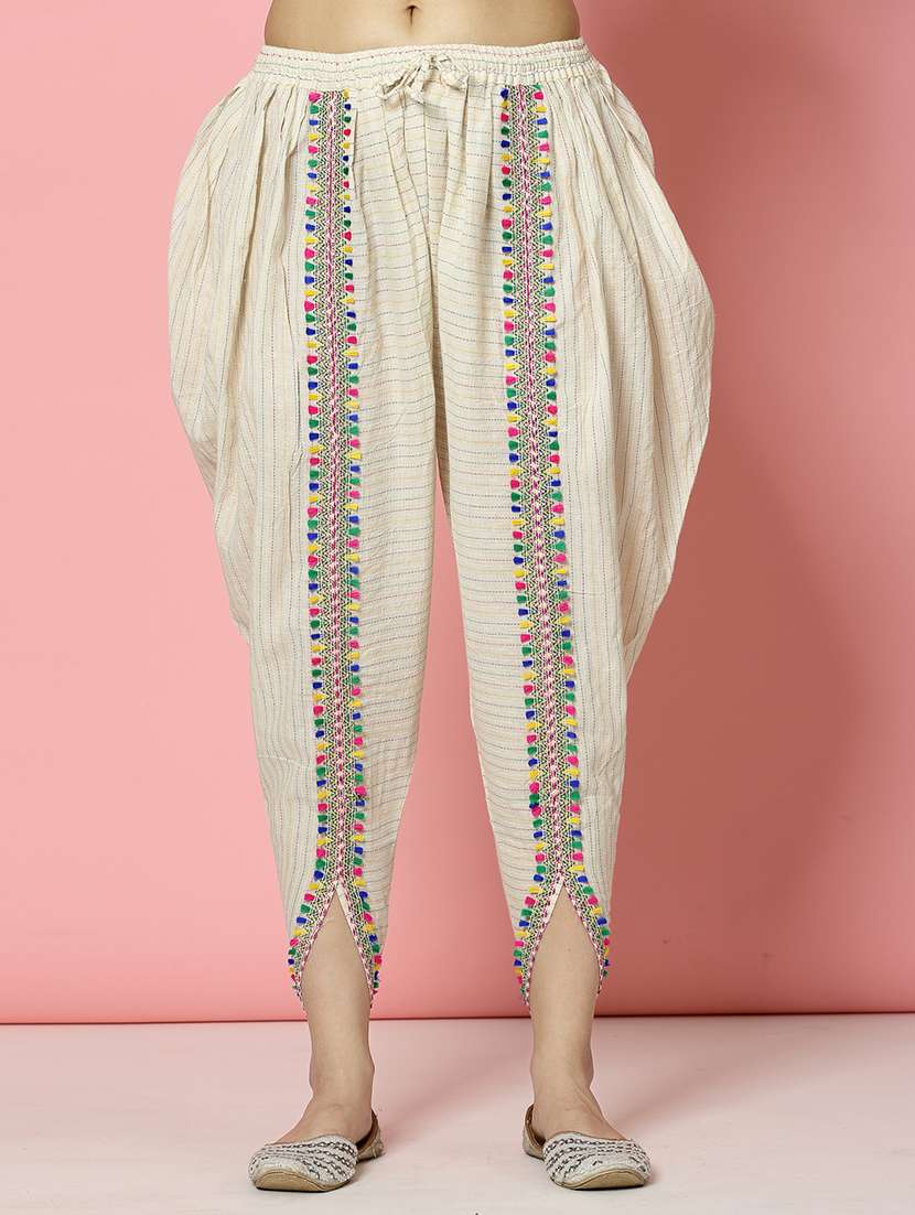 women off white cotton dhotti and top co-ord set - 21496556 -  Standard Image - 5