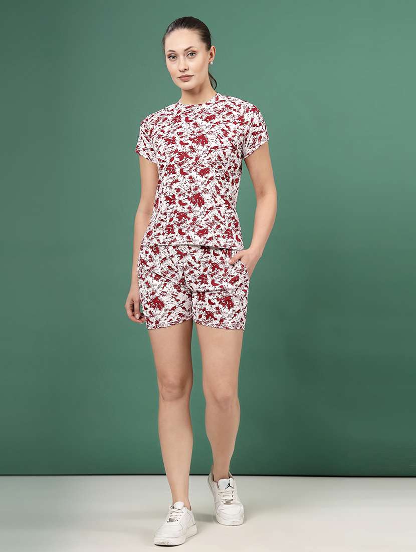 women maroon polyester blend top and shorts co-ord set - 21496570 -  Zoom Image - 0