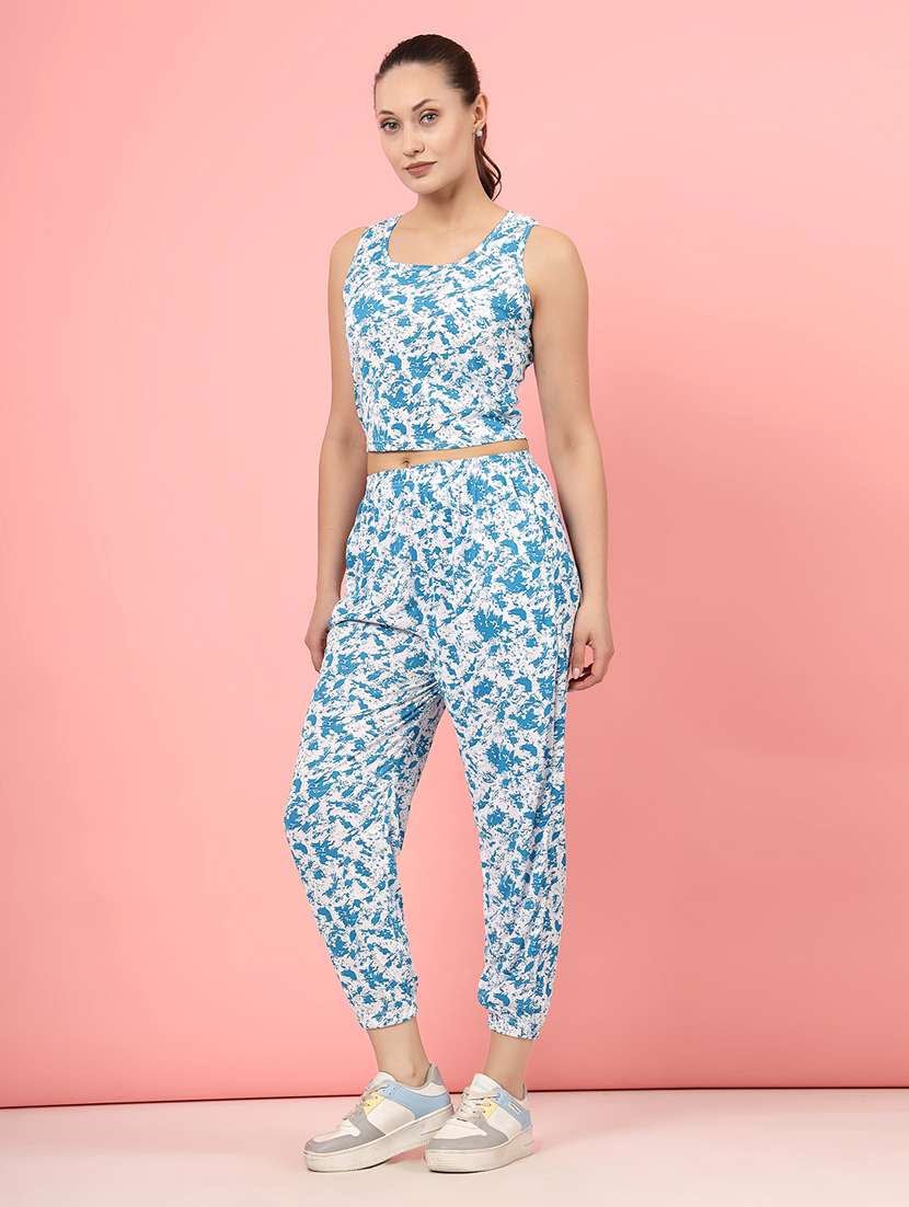 women light blue t-shirt & jogger co-ord set - 21496573 -  Standard Image - 3