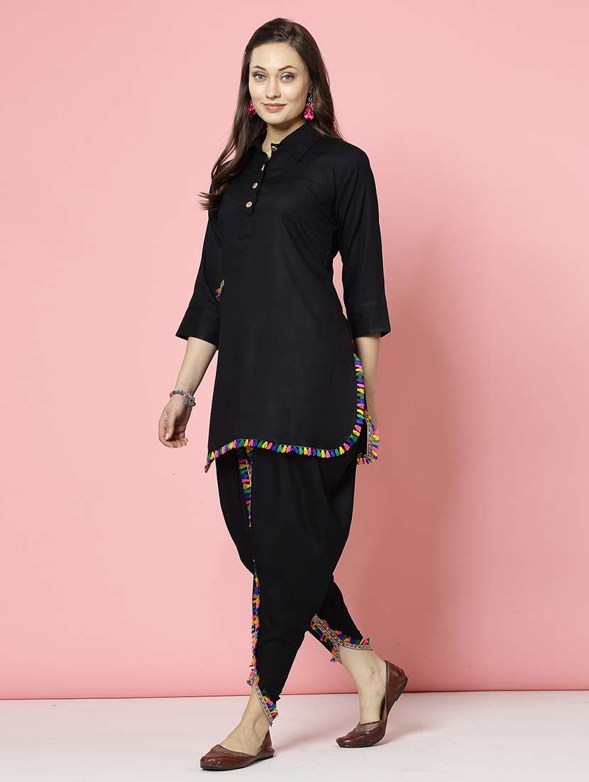 women black rayon dhotti and top co-ord set - 21496584 -  Standard Image - 3