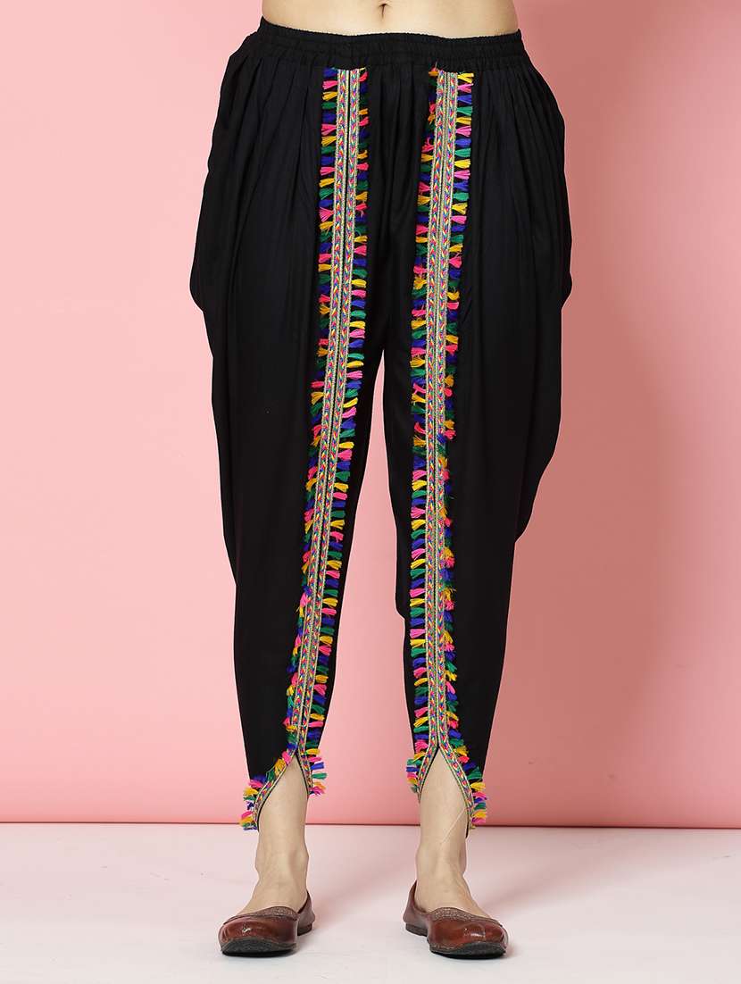 women black rayon dhotti and top co-ord set - 21496584 -  Standard Image - 5