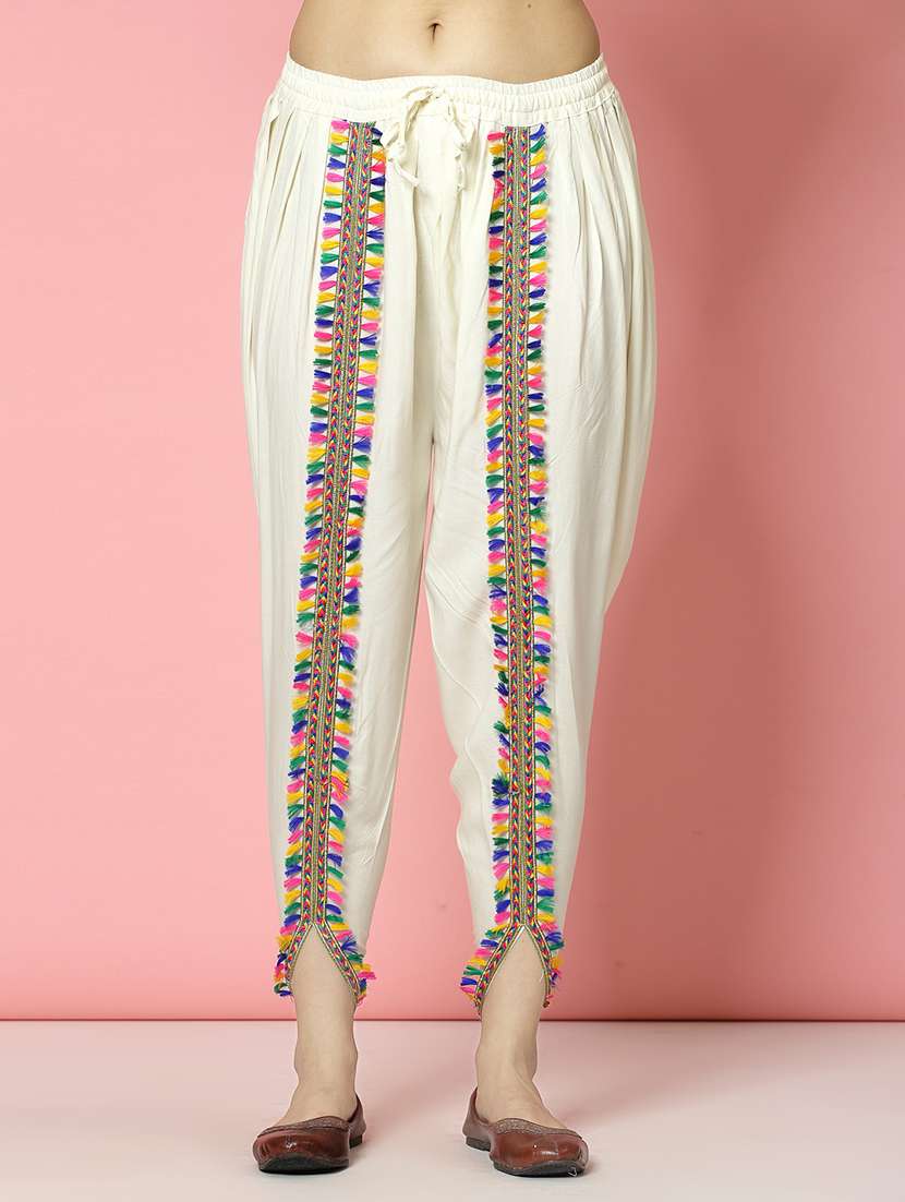 women off white rayon dhotti and top co-ord set - 21496585 -  Standard Image - 5