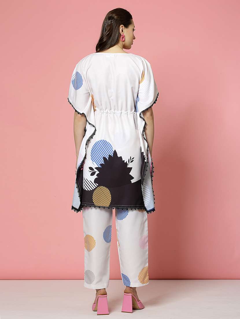 women white rayon top and trouser co-ord set - 21496591 -  Standard Image - 3