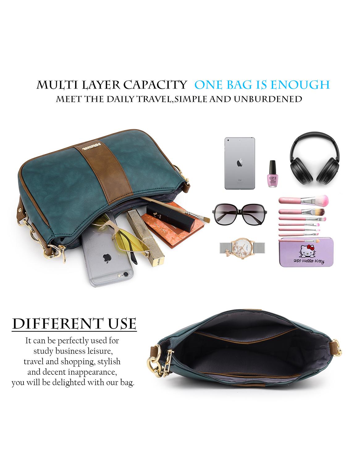 women teal green colorblocked sling bag - 21496693 - Standard Image - 3