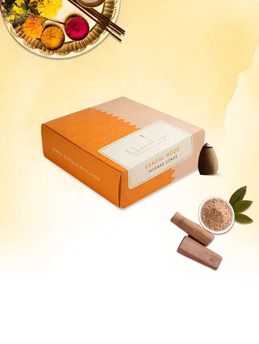 nirmalaya 100% natural mysore sandalwood backflow refill pack incense cones sandal dhoop (pack of 40) - 21496694 -  Zoom Image - 0