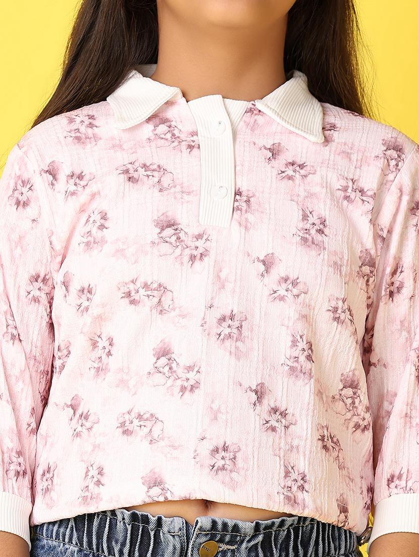 girls floral printed collared top - 21496759 - Standard Image - 5