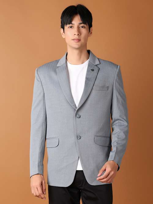men self design single breasted blazer - 21496769 -  Standard Image - 0