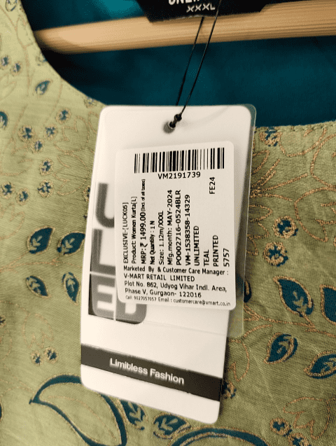teal chanderi kurta - 21496788 - Standard Image - 0