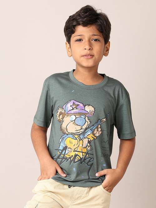 boys printed round neck t-shirt - 21496823 - Standard Image - 0