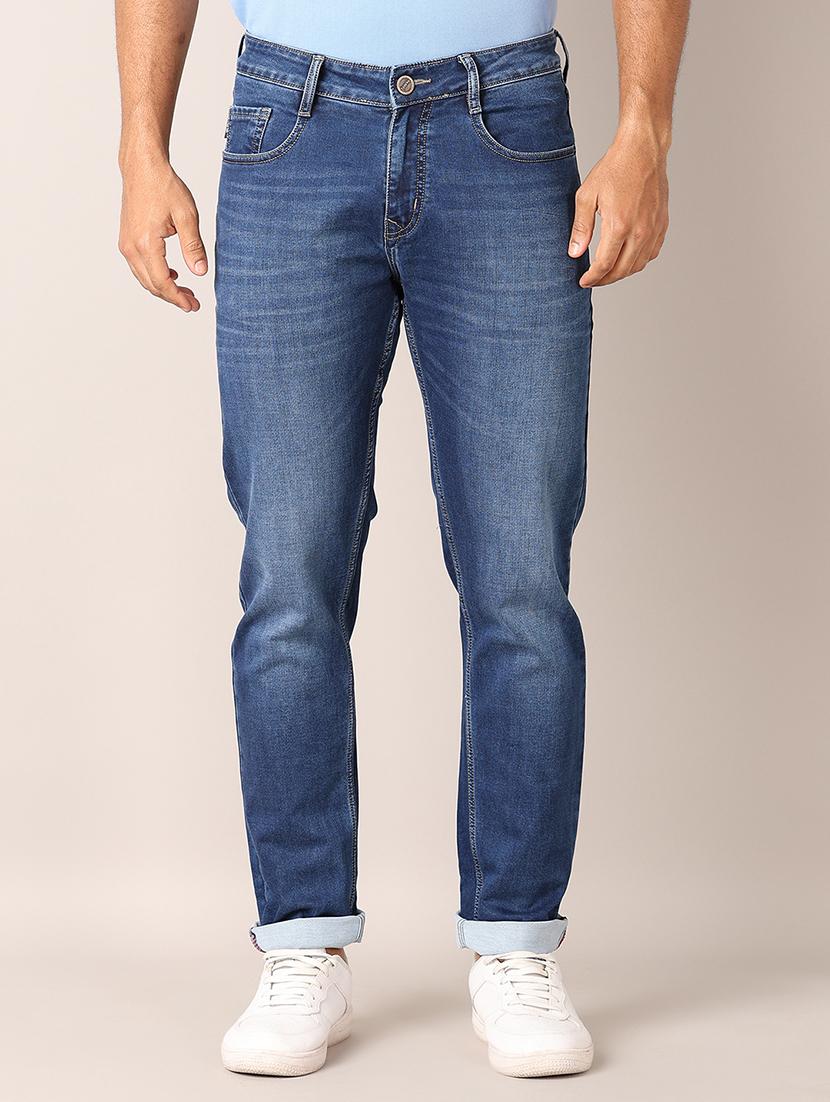 men solid straight fit jeans