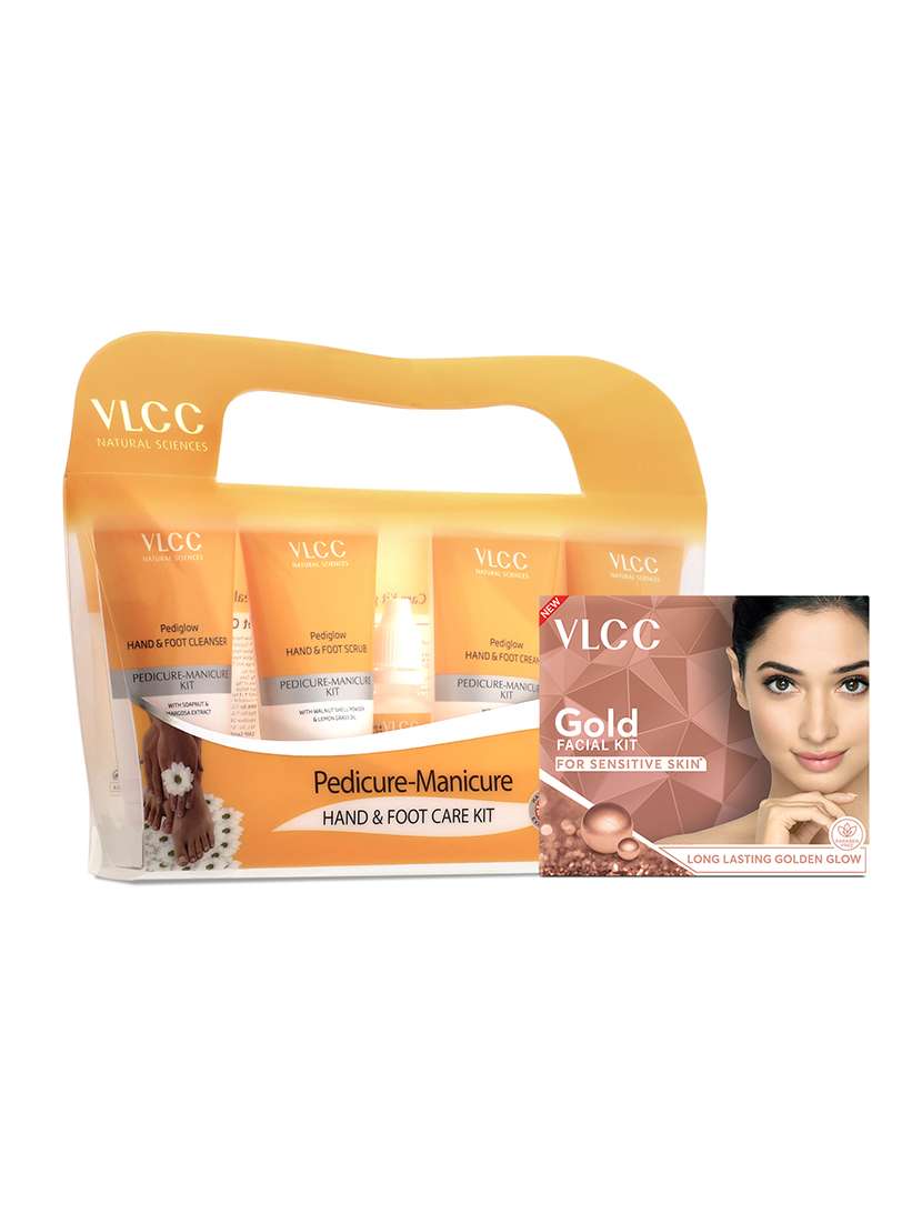 gold facial kit for sensitive skin & pedicure manicure kit combo