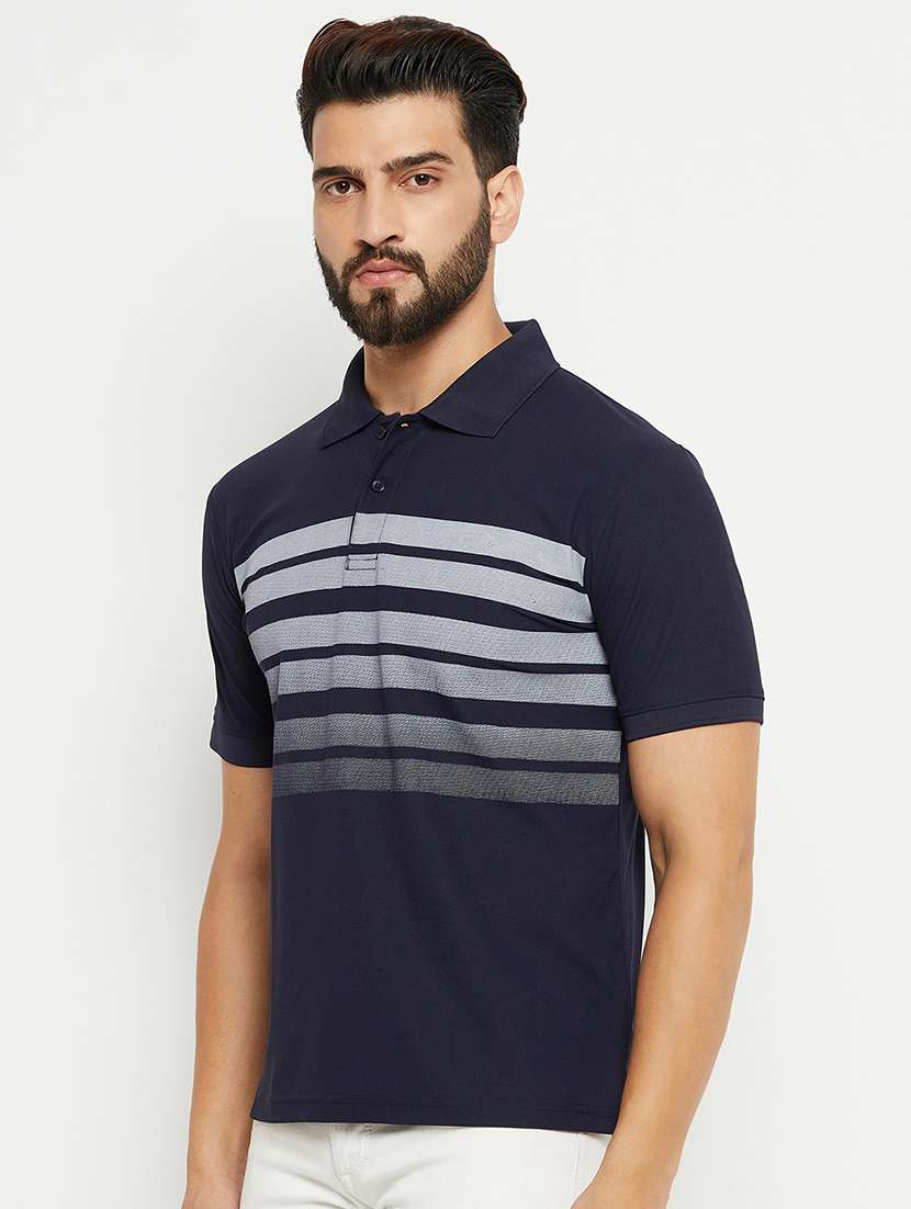 men polo neck striped t-shirt