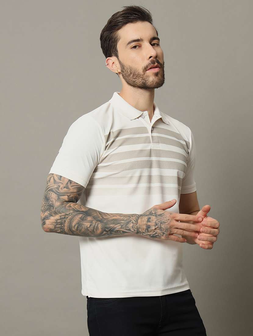 men polo neck striped t-shirt