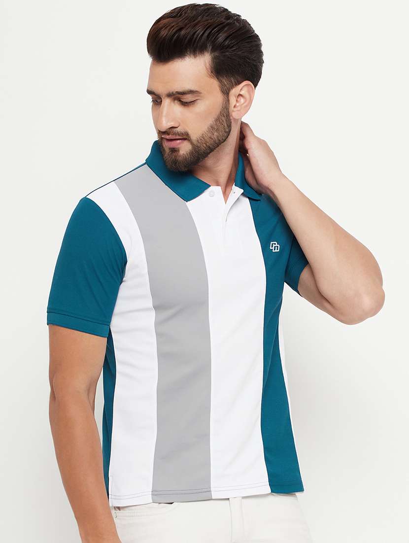 men color block short sleeve polo t-shirt