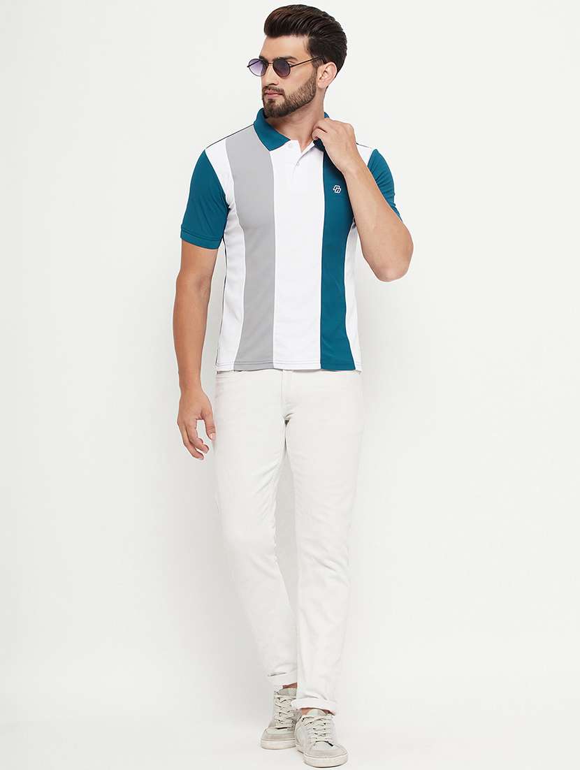 men color block short sleeve polo t-shirt - 21497109 -  Standard Image - 3