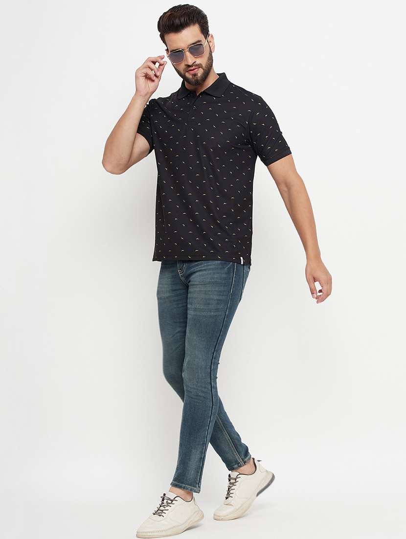 men printed short sleeve polo t-shirt - 21497111 -  Standard Image - 3