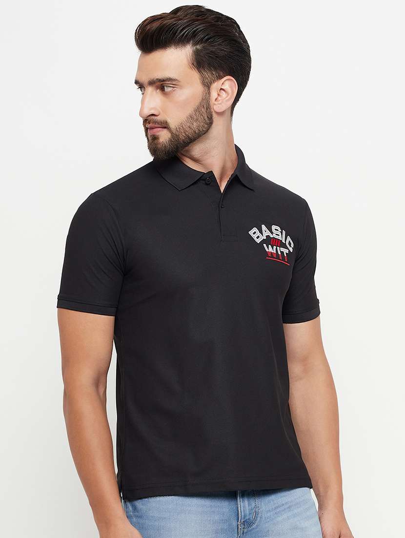 men solid short sleeve polo t-shirt