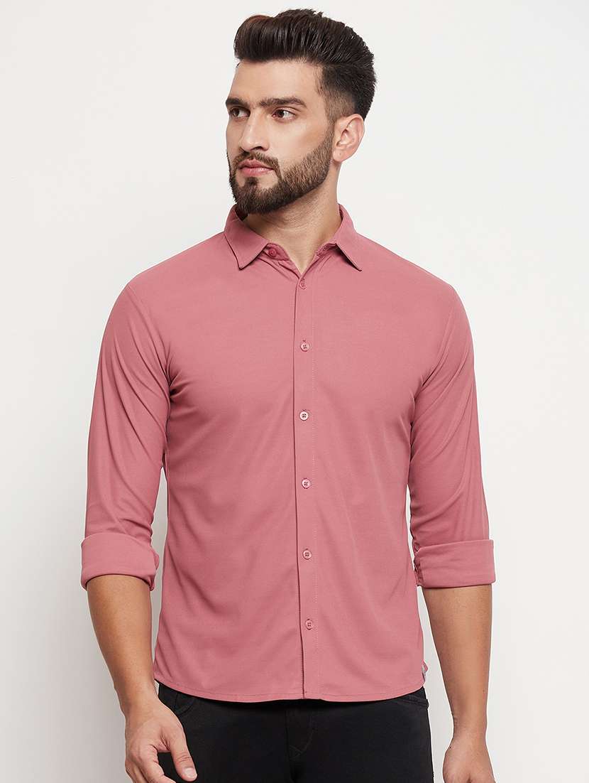 men solid long sleeve casual shirt