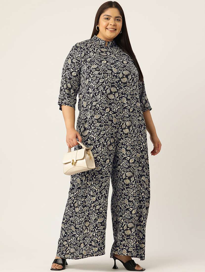 women mandarin neck printed full leg jumpsuit - 21497129 -  Standard Image - 3