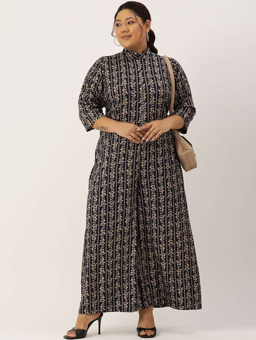 women mandarin neck printed full leg jumpsuit - 21497139 -  Standard Image - 3