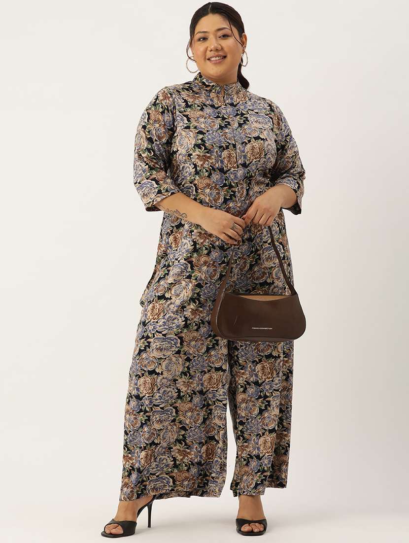 women mandarin neck printed full leg jumpsuit - 21497140 -  Standard Image - 3