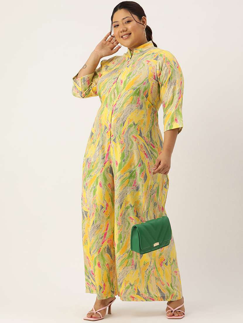 women mandarin neck printed full leg jumpsuit - 21497147 -  Standard Image - 3