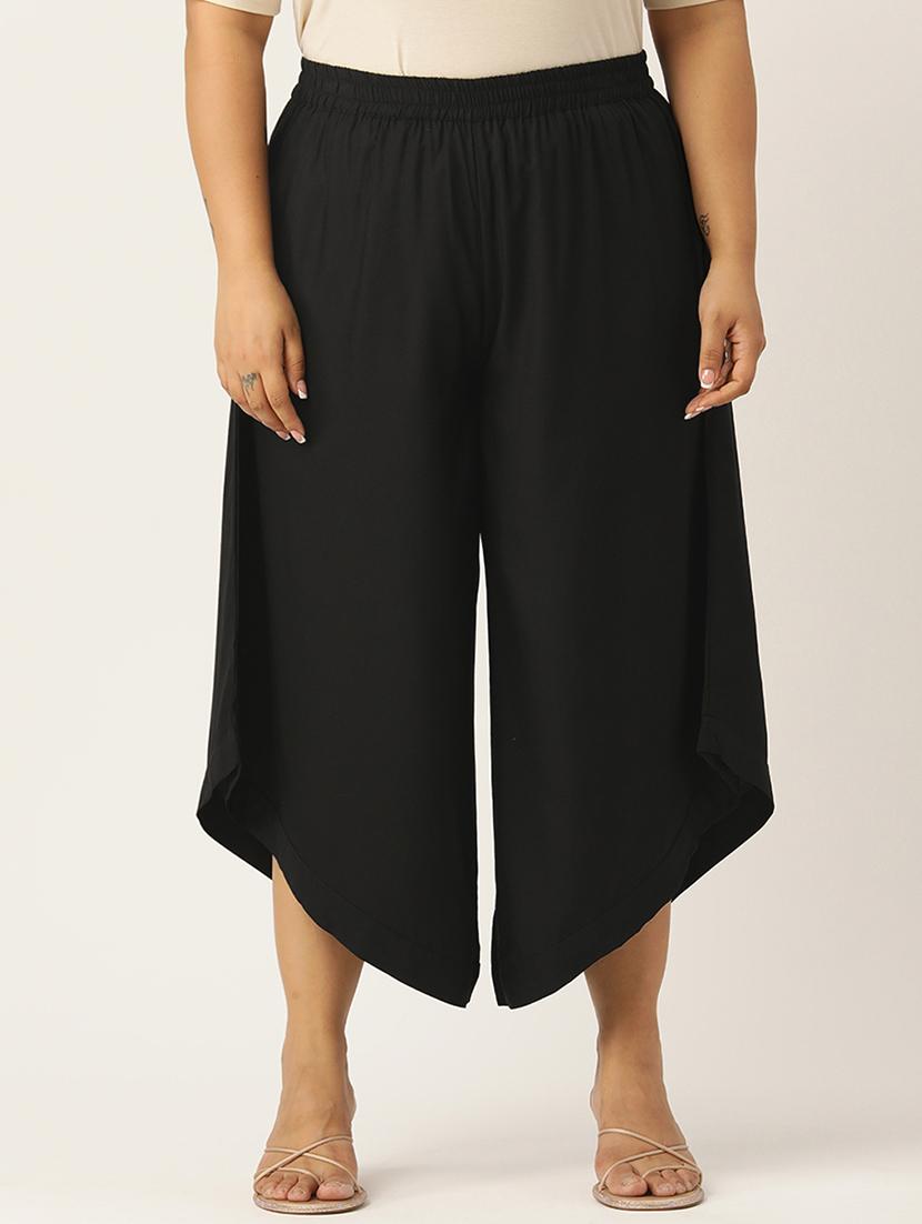 women high rise solid culottes trouser - 21497152 - Zoom Image - 0