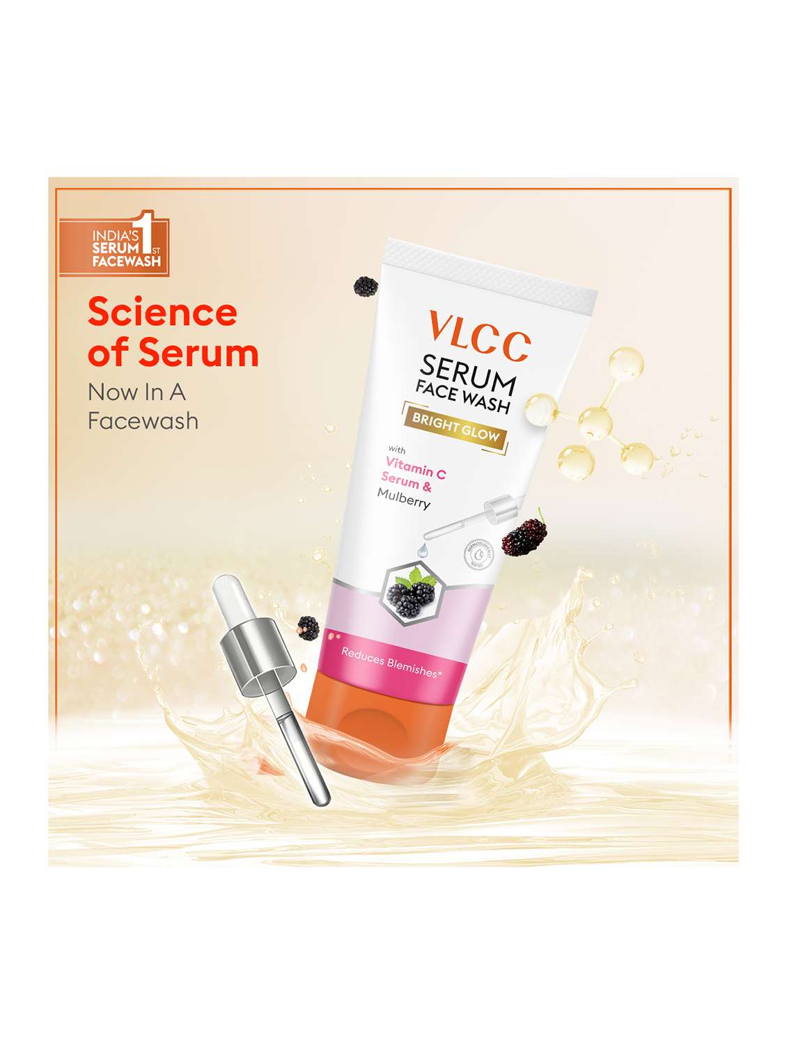 vitamin c night cream & bright glow serum facewash with vitamin c serum & mulberry combo - 21497154 -  Standard Image - 3