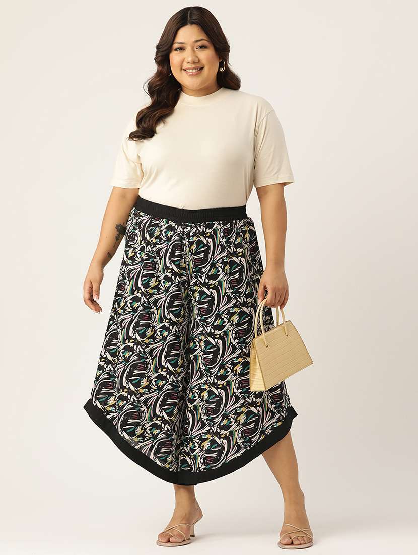 women high rise printed culottes trouser - 21497157 -  Standard Image - 3