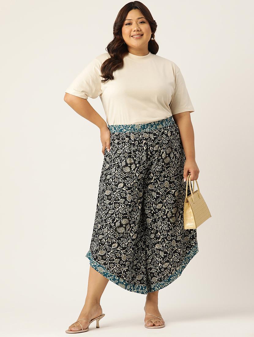 women high rise printed culottes trouser - 21497158 - Standard Image - 3