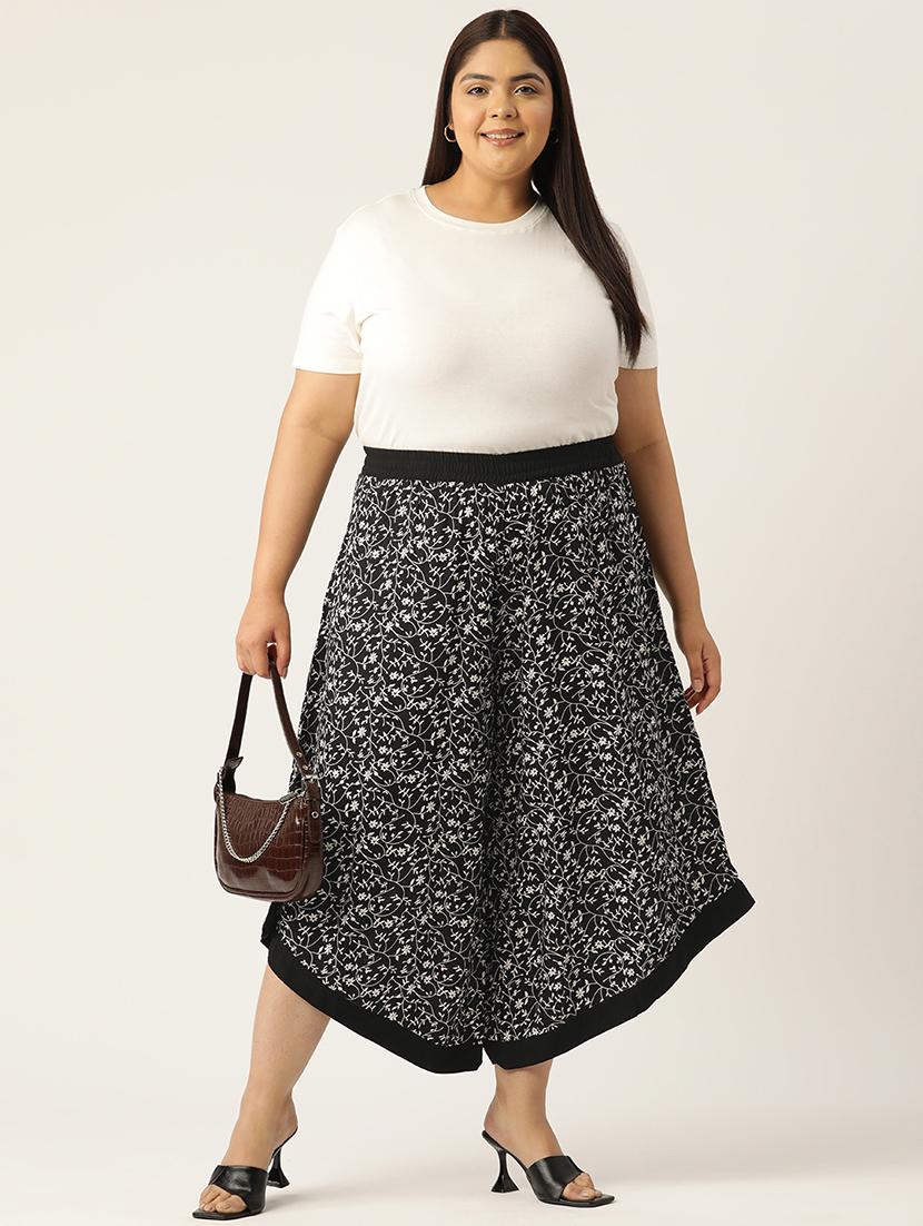 women high rise printed culottes trouser - 21497160 - Standard Image - 3