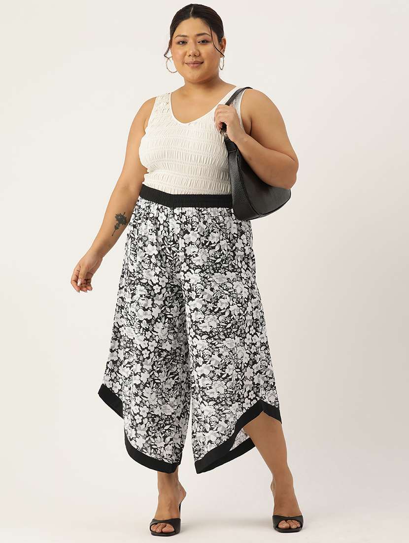 women high rise printed culottes trouser - 21497161 -  Standard Image - 3