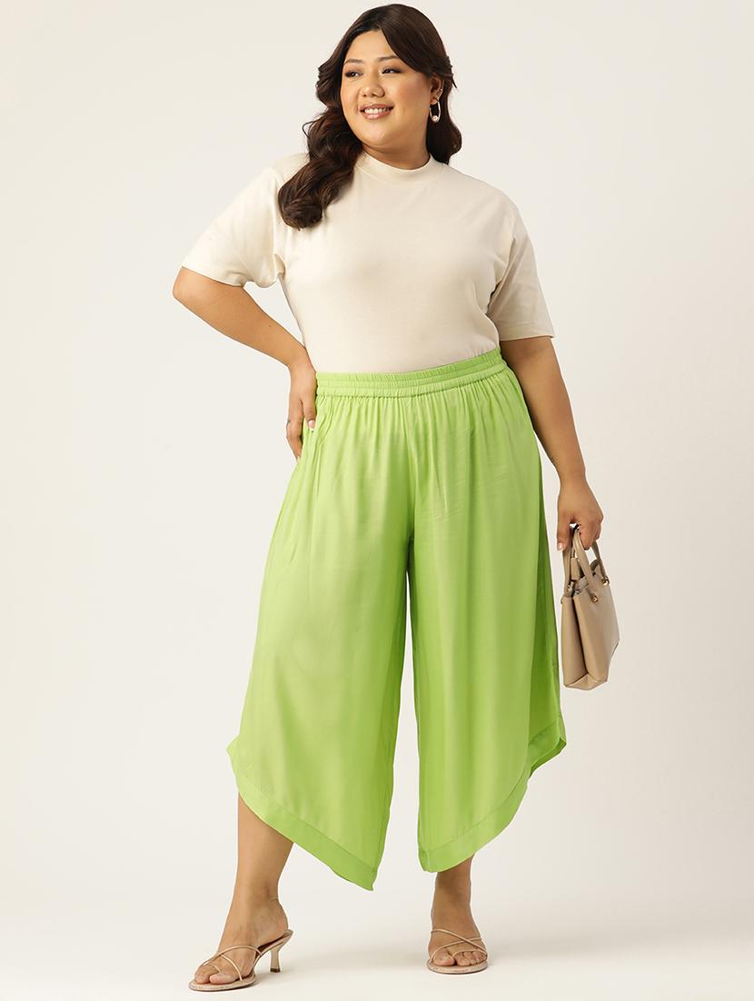 women high rise solid culottes trouser - 21497162 - Standard Image - 3