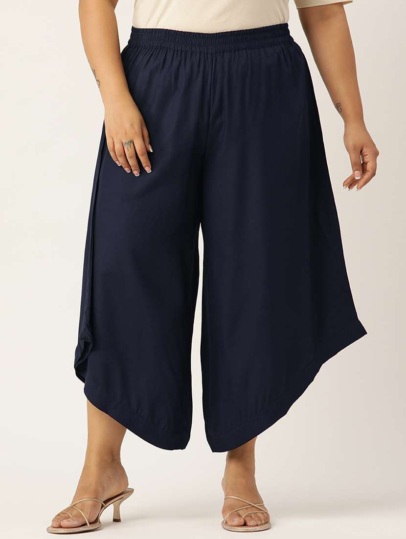 women high rise solid culottes trouser