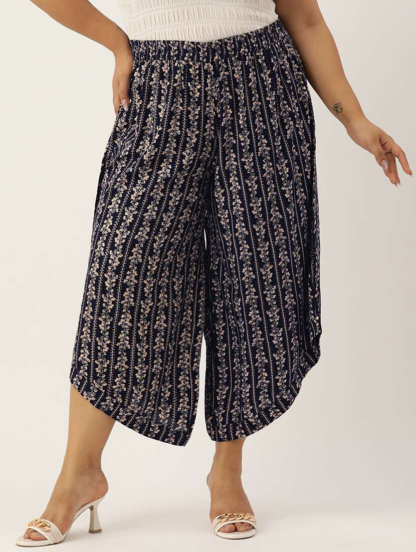 women high rise printed culottes trouser