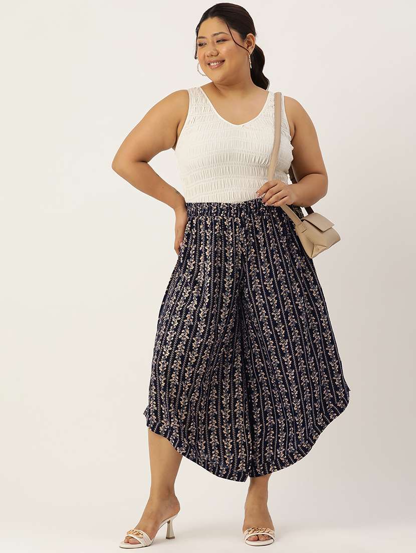 women high rise printed culottes trouser - 21497168 -  Standard Image - 3