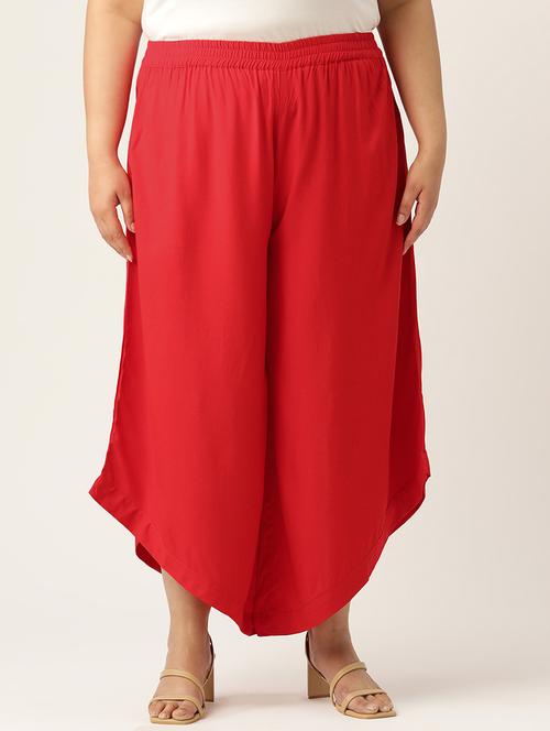 women high rise solid culottes trouser - 21497172 - Standard Image - 0