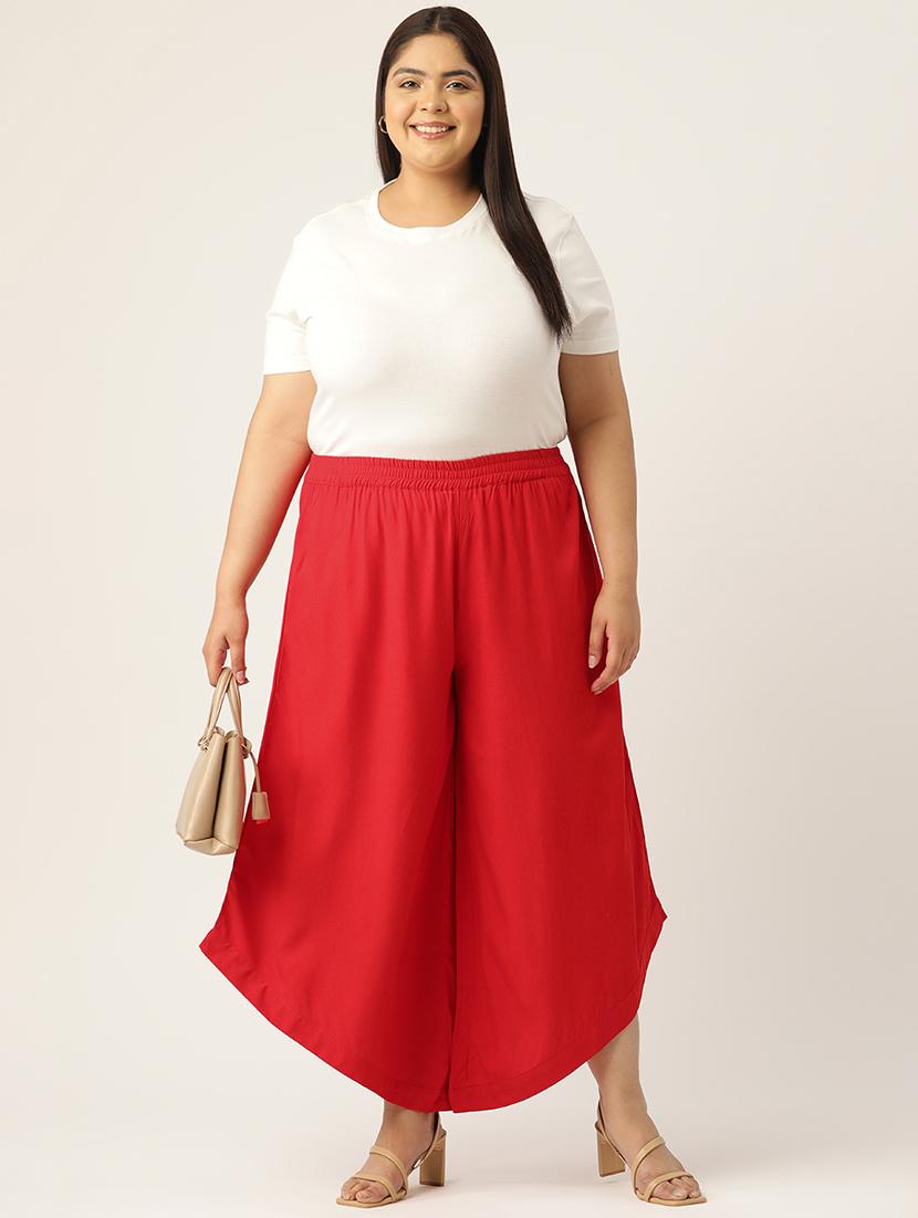 women high rise solid culottes trouser - 21497172 - Standard Image - 3
