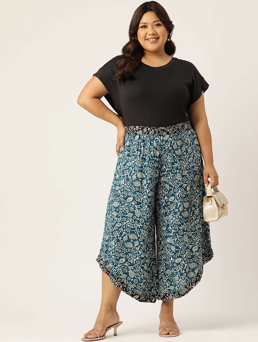 women high rise printed culottes trouser - 21497174 -  Standard Image - 3