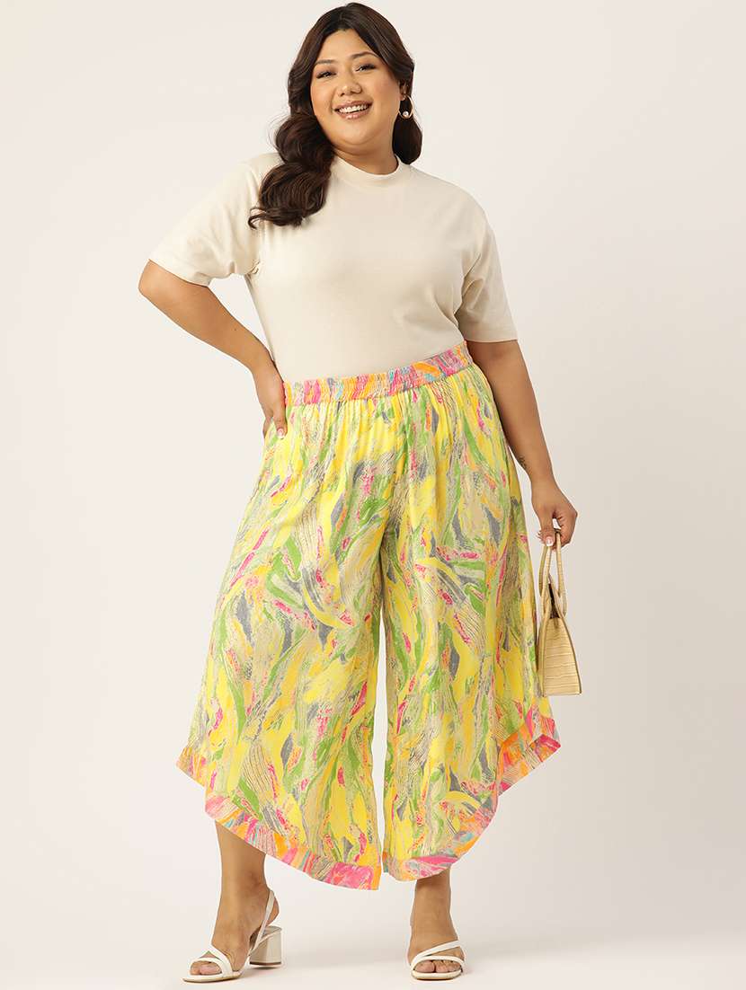 women high rise printed culottes trouser - 21497176 -  Standard Image - 3